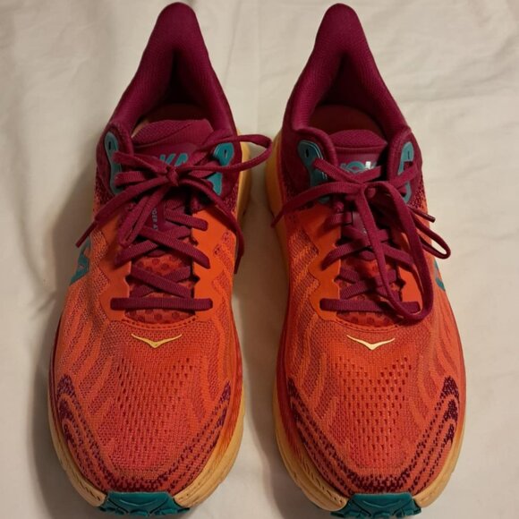 MENS HOKA CHALLENGER HTR 7 RUNNING SHOES FLAME / CHERRIES JUBILEE 11 D - Picture 4 of 10